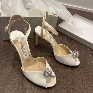 BRAND NEW JIMMY CHOO SACORA 85 Ivory Satin Sandals